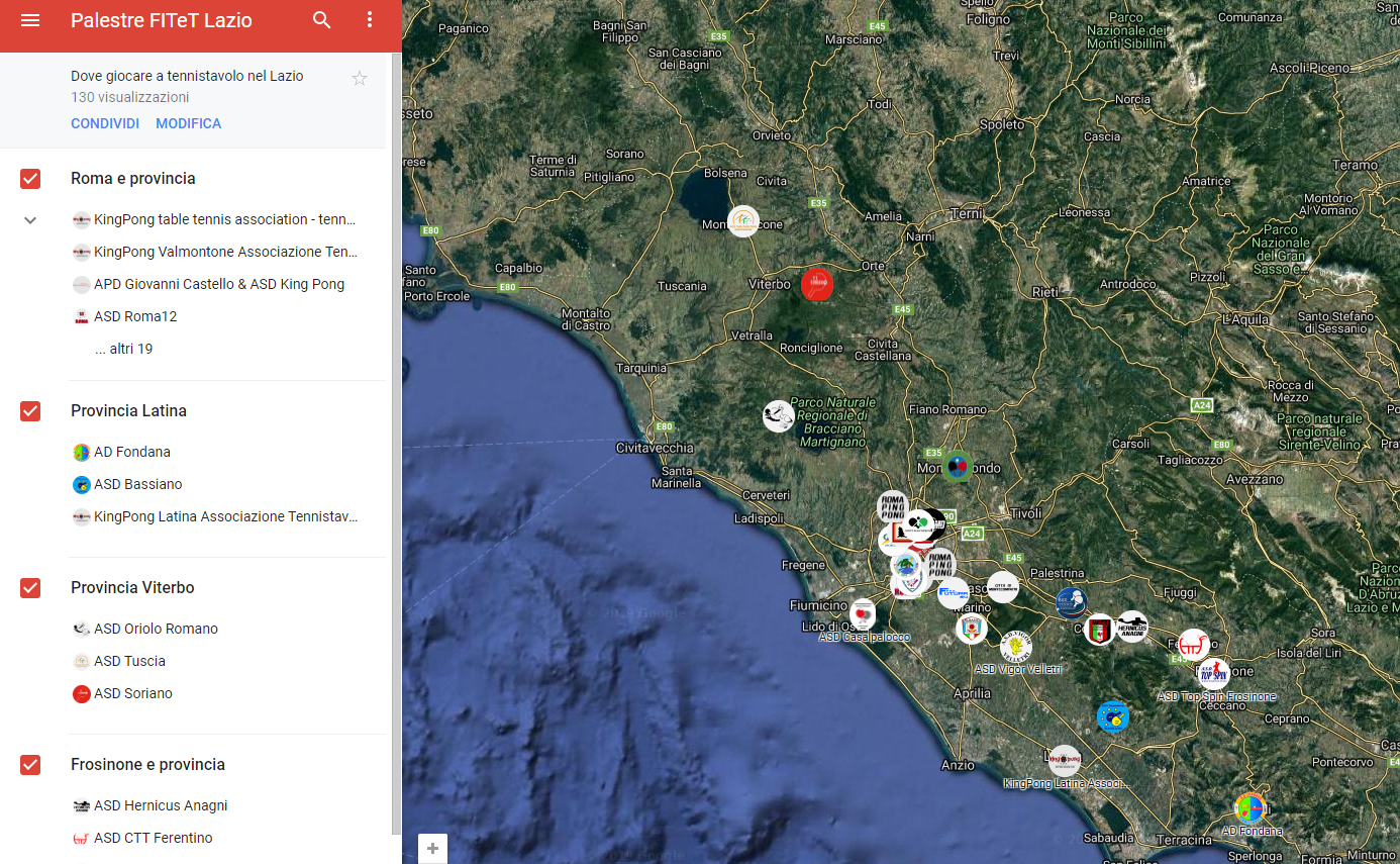 GoogleMyMaps PalestreLazio