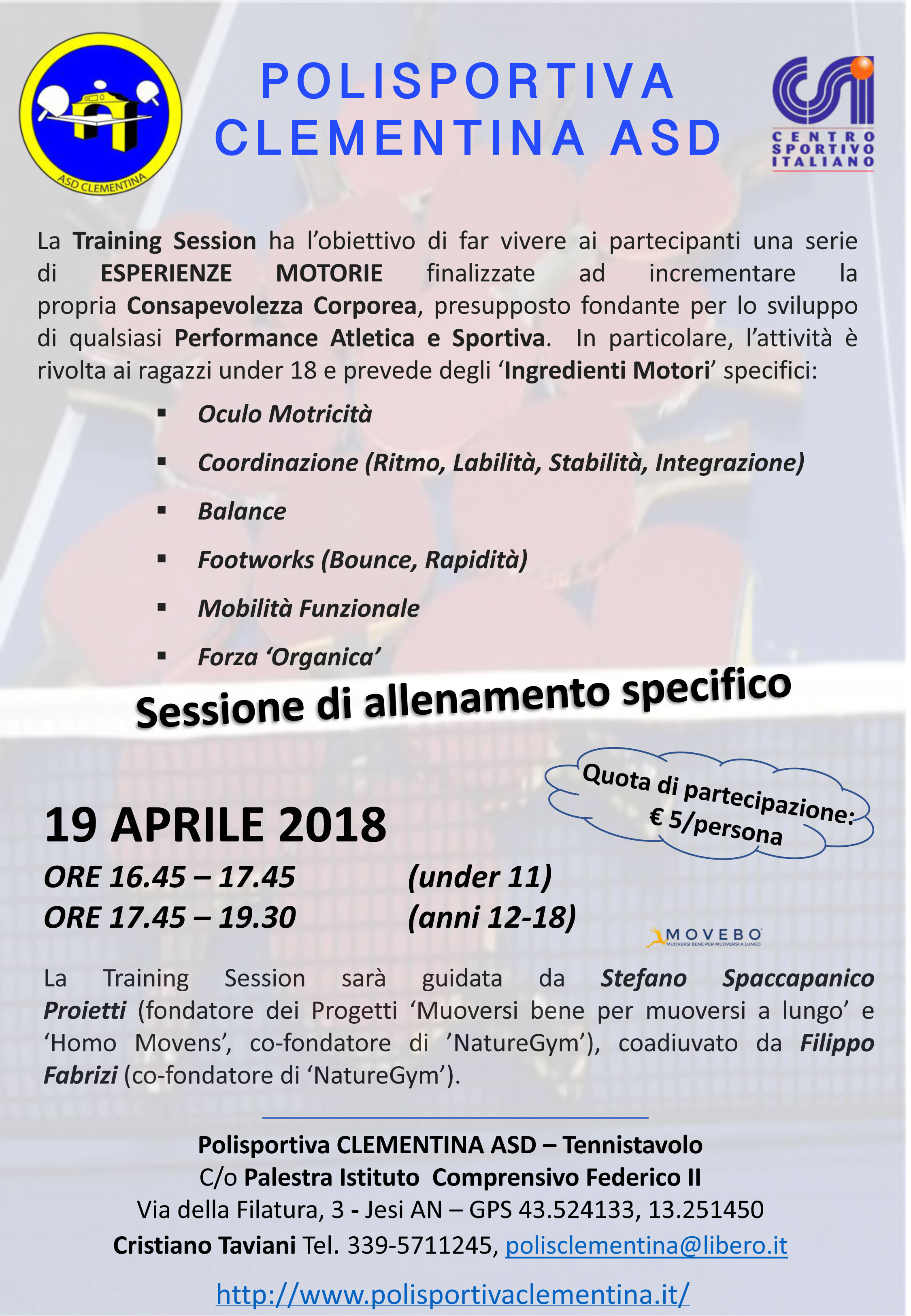 volantino Workshop preparazione motoria