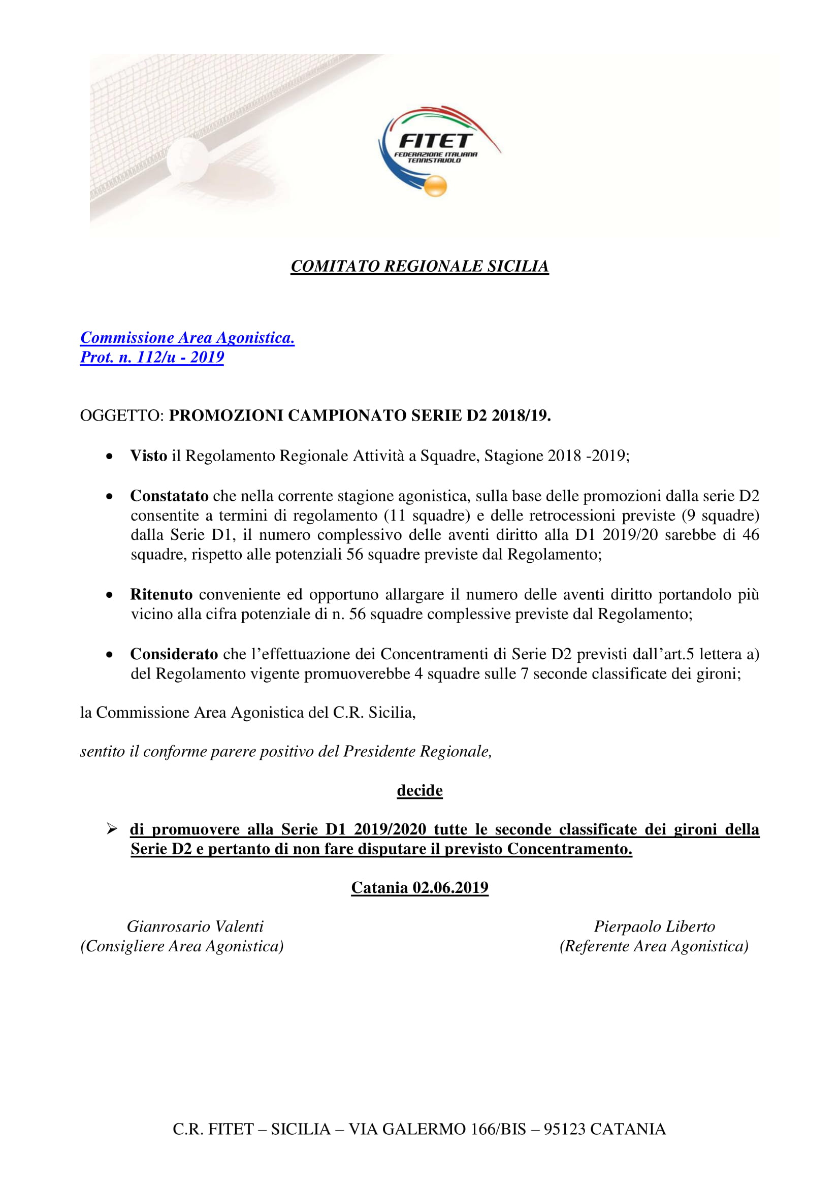 COMMISSIONE AREA AGONISTICA Concentramenti serie d2 1