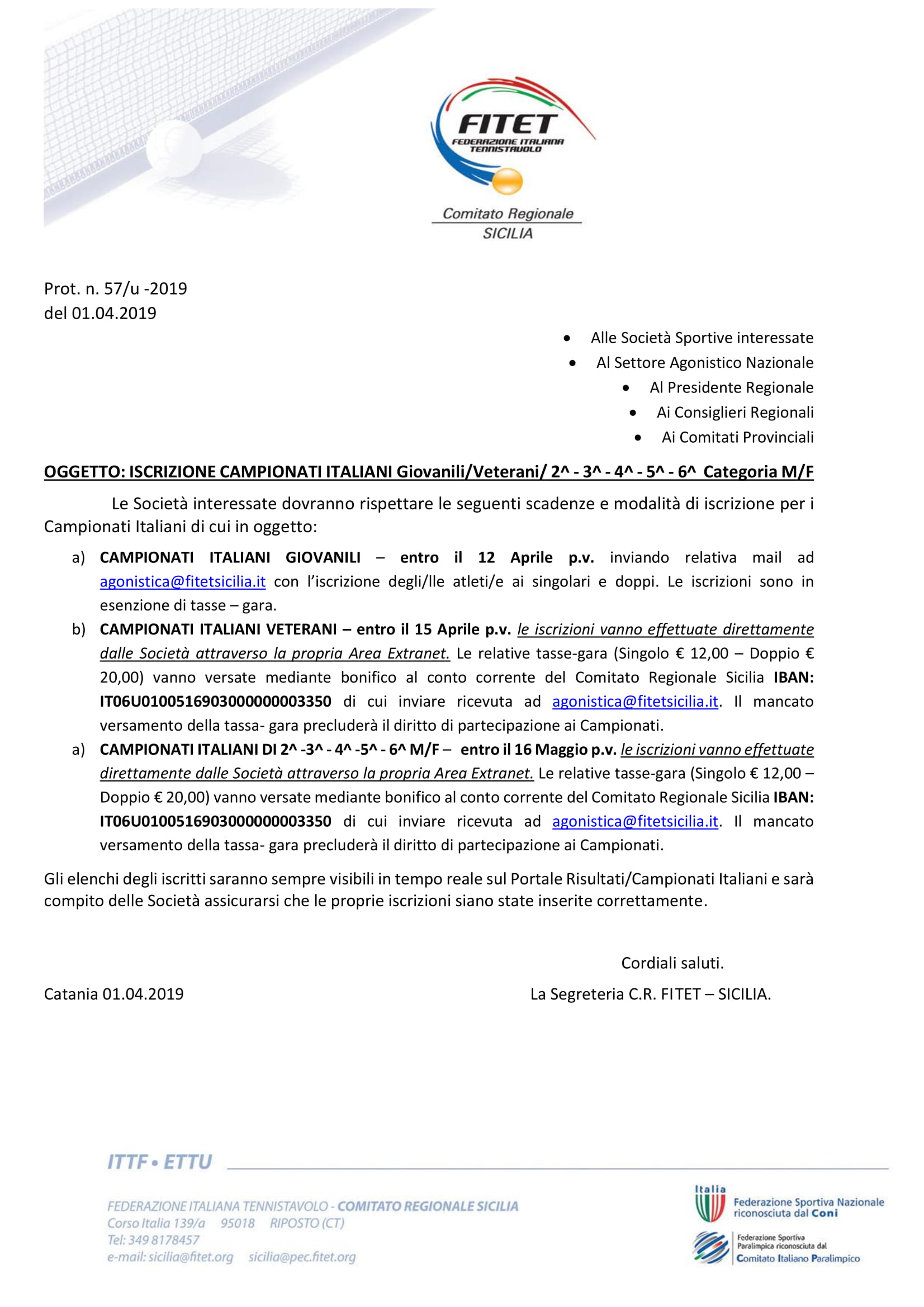 iscrizioni campionati italiani 2019 1